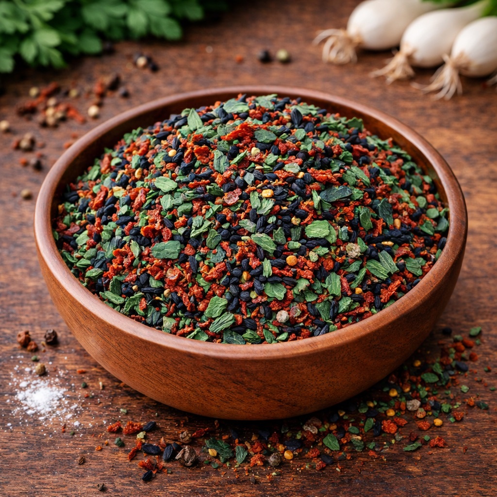 Pomidor z czarnuszką i czosnkiem niedźwiedzim